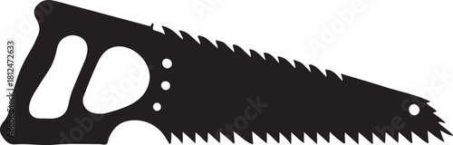 Black Hand Saw Silhouette Isolated on White tool carpentry