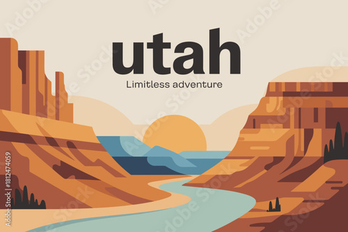 Breathtaking Abstract Landscape of Utah at Sunset with Bold Colors and Endless Adventure