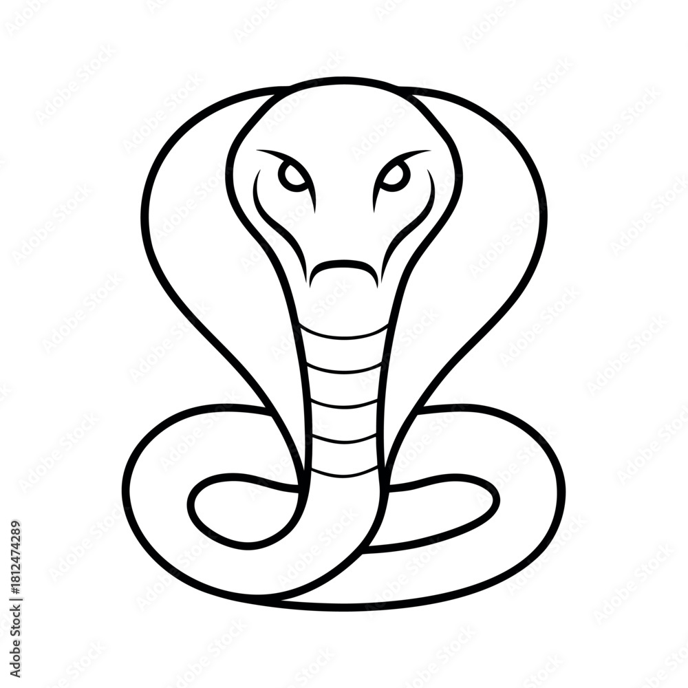 Fototapeta premium Cobra Outline Line Art Vector Illustration