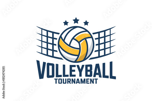 Dynamic Volleyball Tournament Logo Featuring Energetic Design and Vibrant Colors