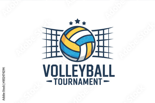 Dynamic Volleyball Tournament Logo Featuring Energetic Design and Vibrant Colors