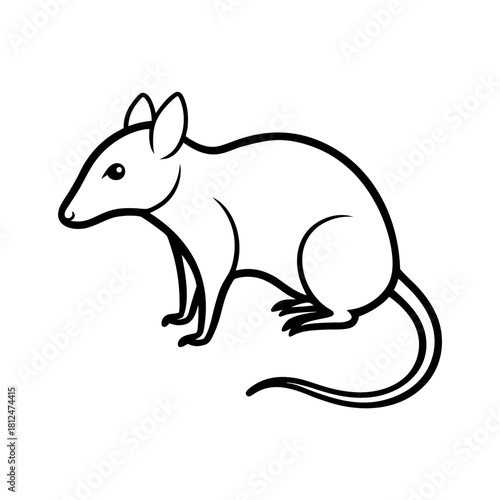 Shrew Outline Line Art Vector Illustration