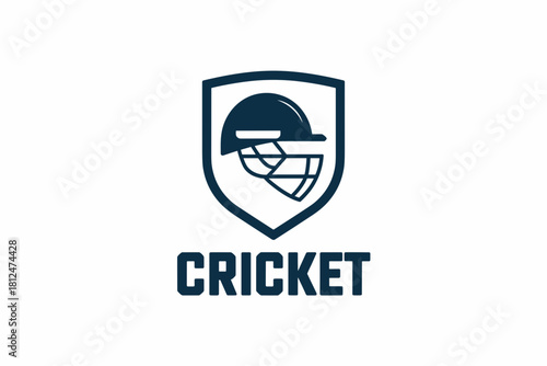 Dynamic Cricket Emblem Featuring Green Helmet and Bold Typography for Sport Enthusiasts