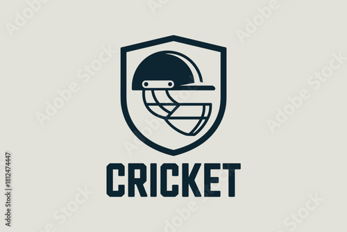 Dynamic Cricket Emblem Featuring Green Helmet and Bold Typography for Sport Enthusiasts