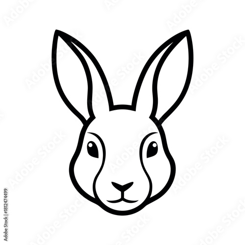 Snowshoe Hare Head Outline Line Art Vector Illustration