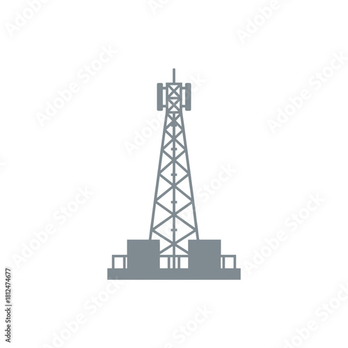 Communication tower illustration in minimalistic gray design  