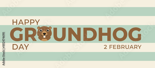 Groundhog Day celebration graphic design with cute groundhog illustration  