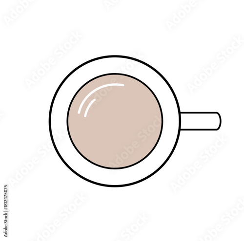 大人ミニマルのコーヒーマグカップ俯瞰イラスト｜シンプル・ベクター素材