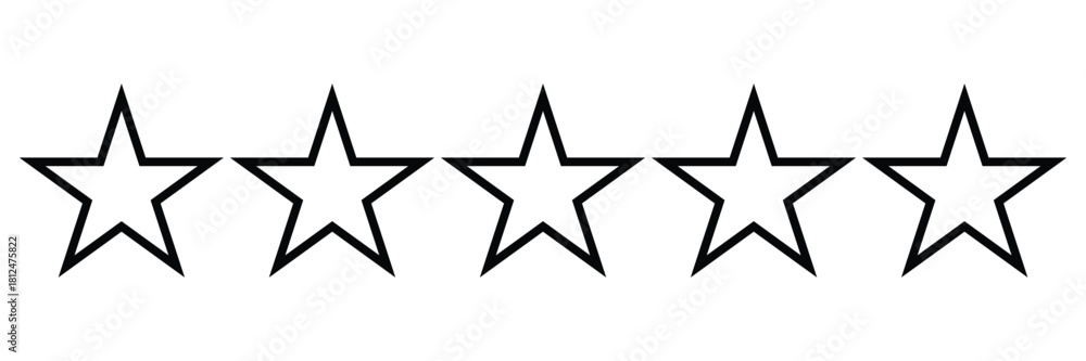 Fototapeta premium Five-Star Rating Icons Set – Outline and Solid Star Symbols for Quality Review and Achievement Badges