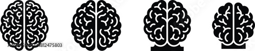 Four brain silhouettes in black and white illustration