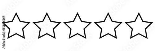 Five-Star Rating Icons Set – Outline and Solid Star Symbols for Quality Review and 
Achievement Badges