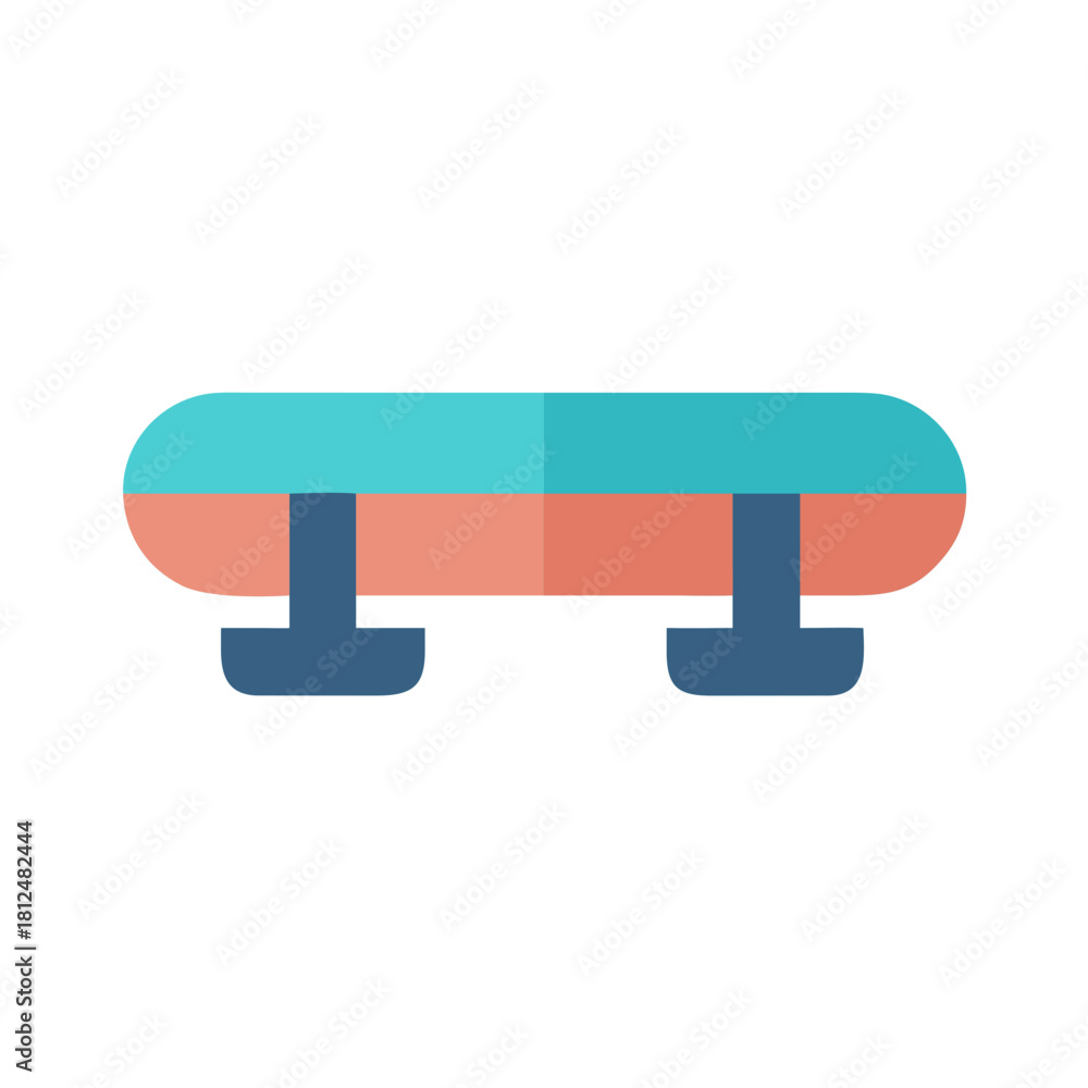 Fototapeta premium Retro minimal bench illustration with rounded edges on black background stock photo