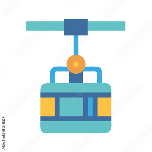 Graphical illustration of a modern style gondola cable car cabin, tourism concept