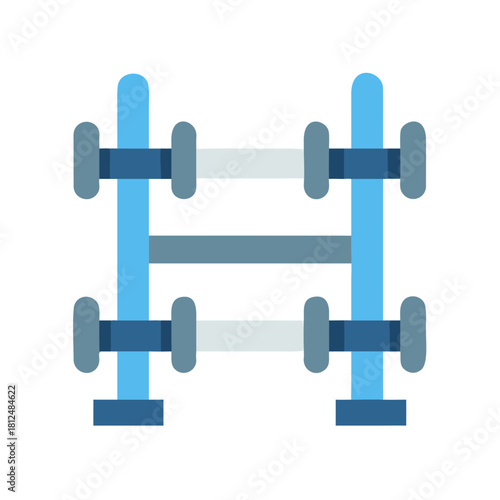 A minimalist illustration of dumbbell rack isolated on black background graphic design