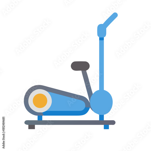 Stylish flat illustration of an elliptical machine for fitness and health promotion