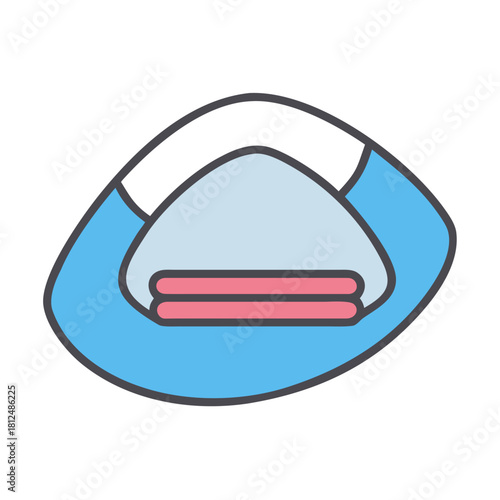 Stylized illustration of a pet bed with cushions against a black background