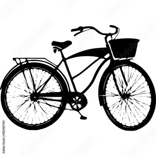Vintage bicycle with basket vector graphic for bike enthusiasts design silhouette