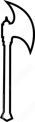 Axe Icon of Battle Axe, Hatchet, and War Tool Symbols, Black Line Vector Medieval Weapon, Lumberjack Tool, and Combat Armory Design for Graphic Use