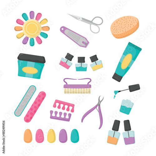 Nail Care Manicure And Pedicure Elements Illustration Collection