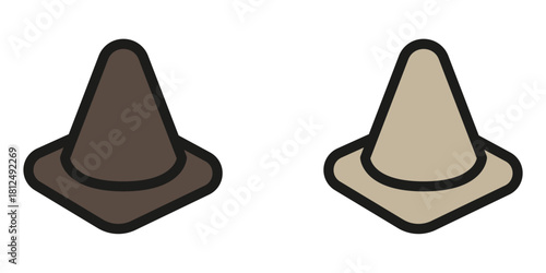 Two traffic cones for safety and construction, ideal for road work illustrations and hazard awareness campaigns, keeping drivers alert and projects secure