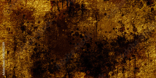 Abstract gold grunge texture with dark stains