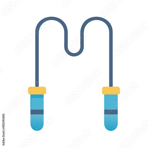 Digital illustration of a blue jump rope on black background for fitness