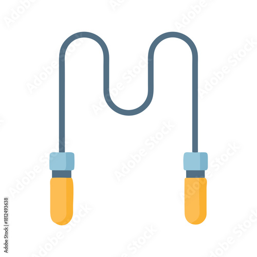 Isolated flat icon of a blue and orange jump rope on black background