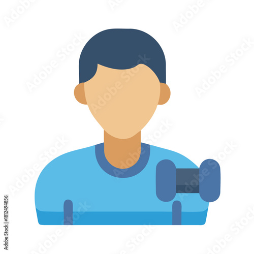 Flat design illustration of a fitness man lifting dumbbells, gym workout