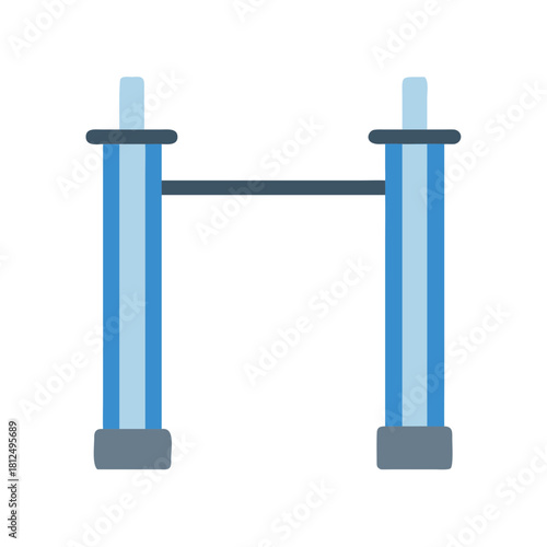 Minimalist blue parallel bars graphic illustration for gymnastic or fitness concepts