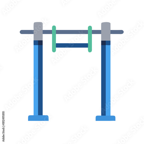 Minimalist flat illustration of exercise bars with blue and green color scheme