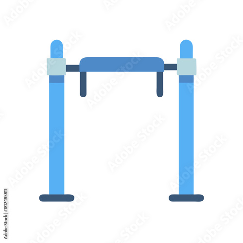 Blue pull-up bar equipment for gym or playground set against a black background