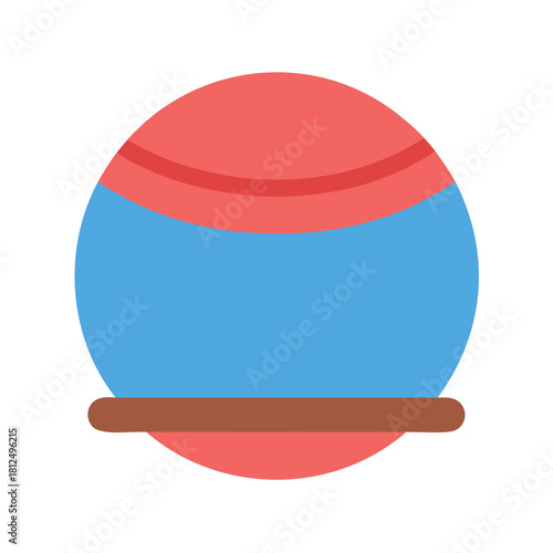 Abstract graphical illustration of a globe with red and blue sections on black backdrop