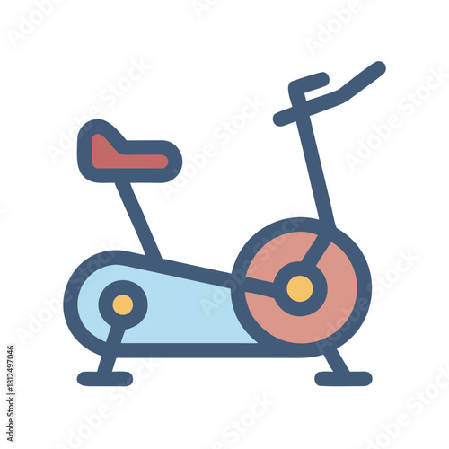 Minimalist stationary bike graphic with soft colors on a black background for fitness