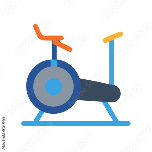 Minimalistic graphic of stationary exercise bike, fitness equipment for home or gym