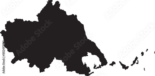 Map of the Thessaly Region of Greece, Isolated Silhouette