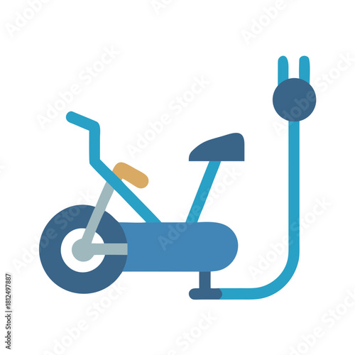 Flat graphic of an exercise bike on black background for fitness purposes