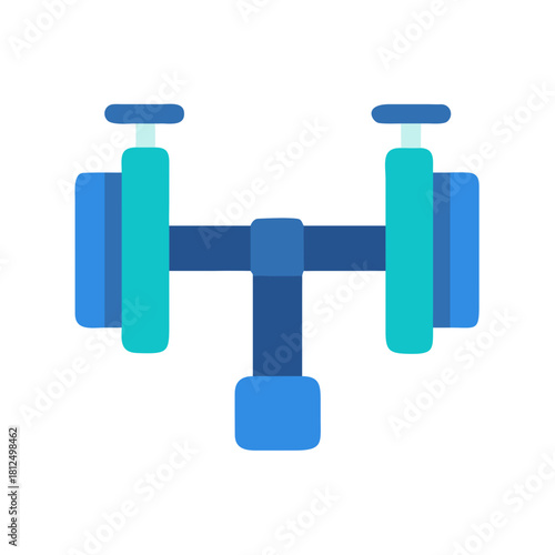 Isometric illustration of fitness equipment, symbolizing strength training and physical exercise