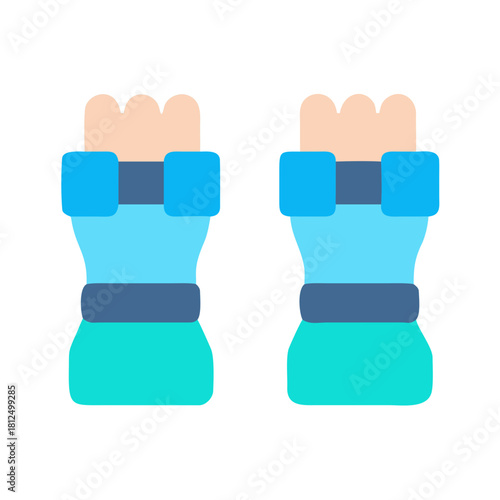 Stylized Cartoon Image of Two Arms in Weightlifting Gear on Black Background