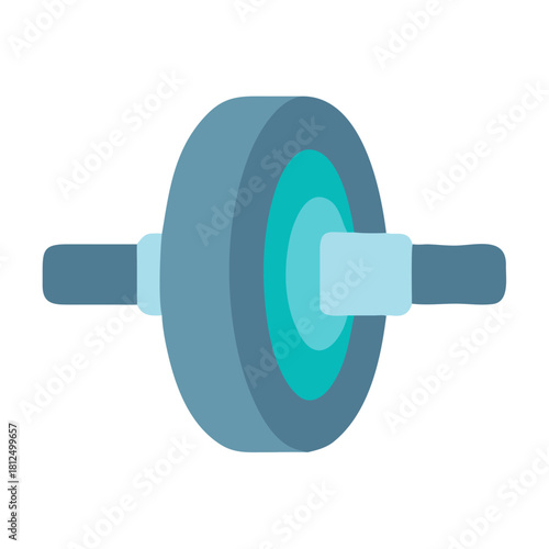 Ab Wheel Flat Illustration for Workout Concepts on a Black Background
