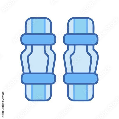 Illustration of blue shin guards, sporting equipment for protection during sports activities