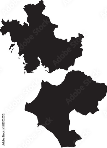 Map of the West Greece Region of Greece Isolated Silhouette Vector