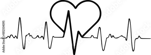 Black heart symbol superimposed on electrocardiogram line