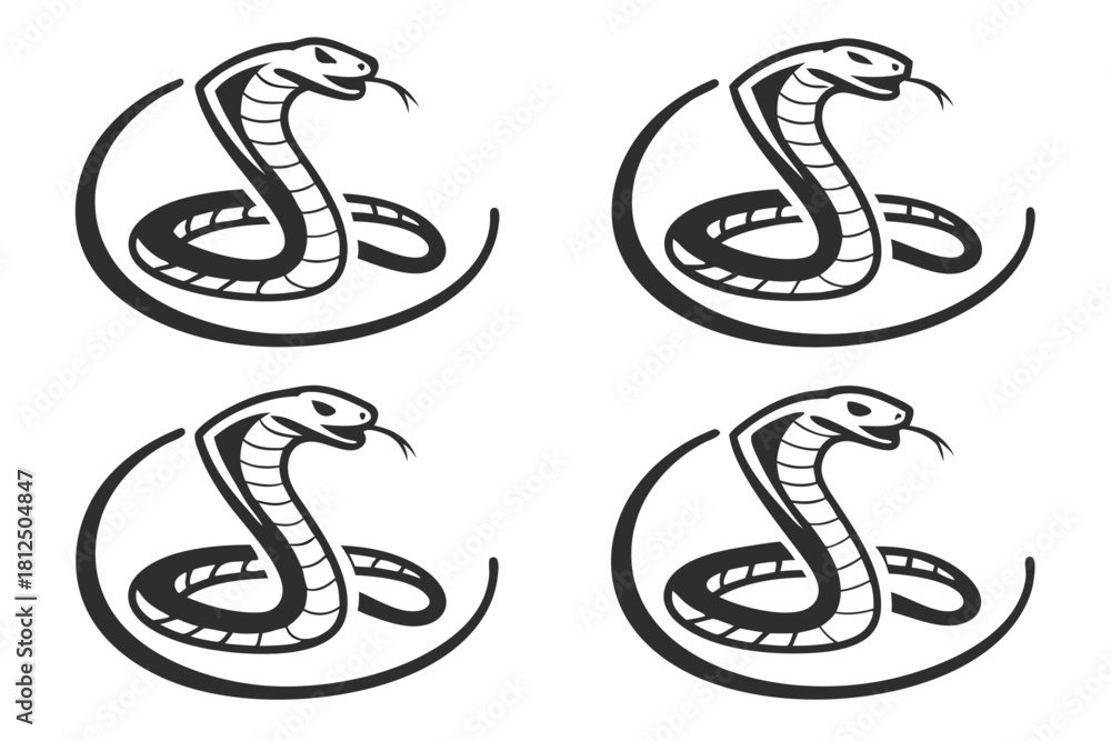 Fototapeta premium Minimal snake outline icon set with vibrant colors