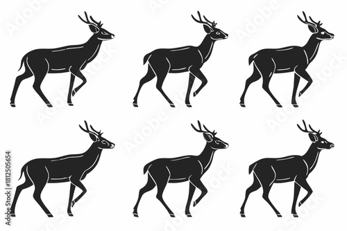 Collection of minimalist deer outline icons for various designs