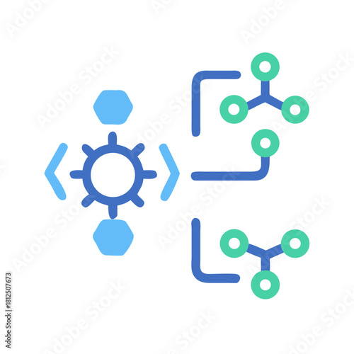Abstract icon of data connection, process and data flow concept