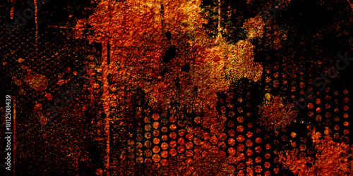 Abstract rusty metal background with orange and black