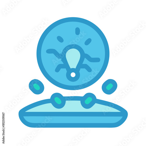 Stylized blue icon depicting a crystal ball divination reading on a pedestal