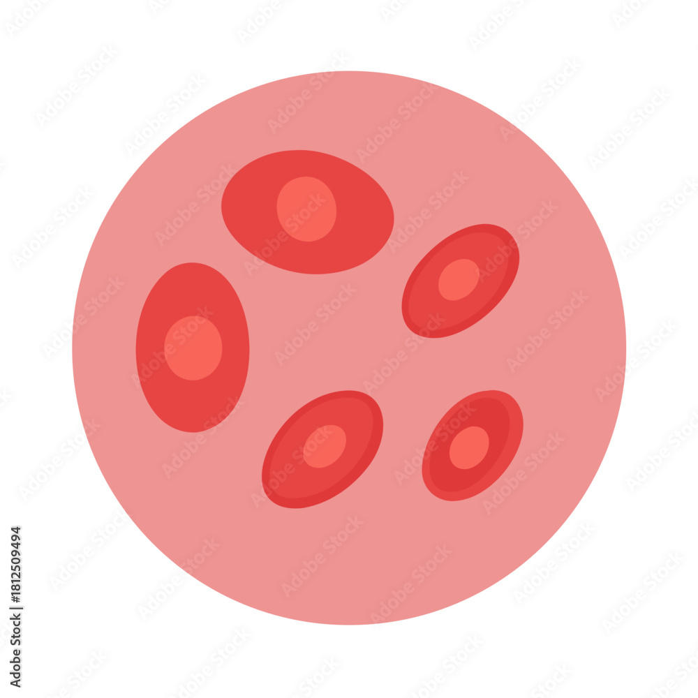 Fototapeta premium Abstract round shape with red ellipses, a simple and clean visual asset