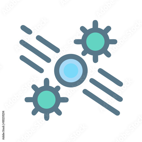 Abstract viral cell concept with dynamic motion elements and modern flat style