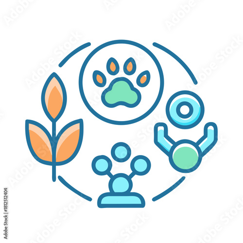 Sustainable Living and Ethical Consumption Concept in Circle, with a black background